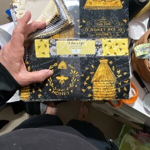 Bee Themed Cotton Fabric Layer Cake - Black & Yellow Honey Print